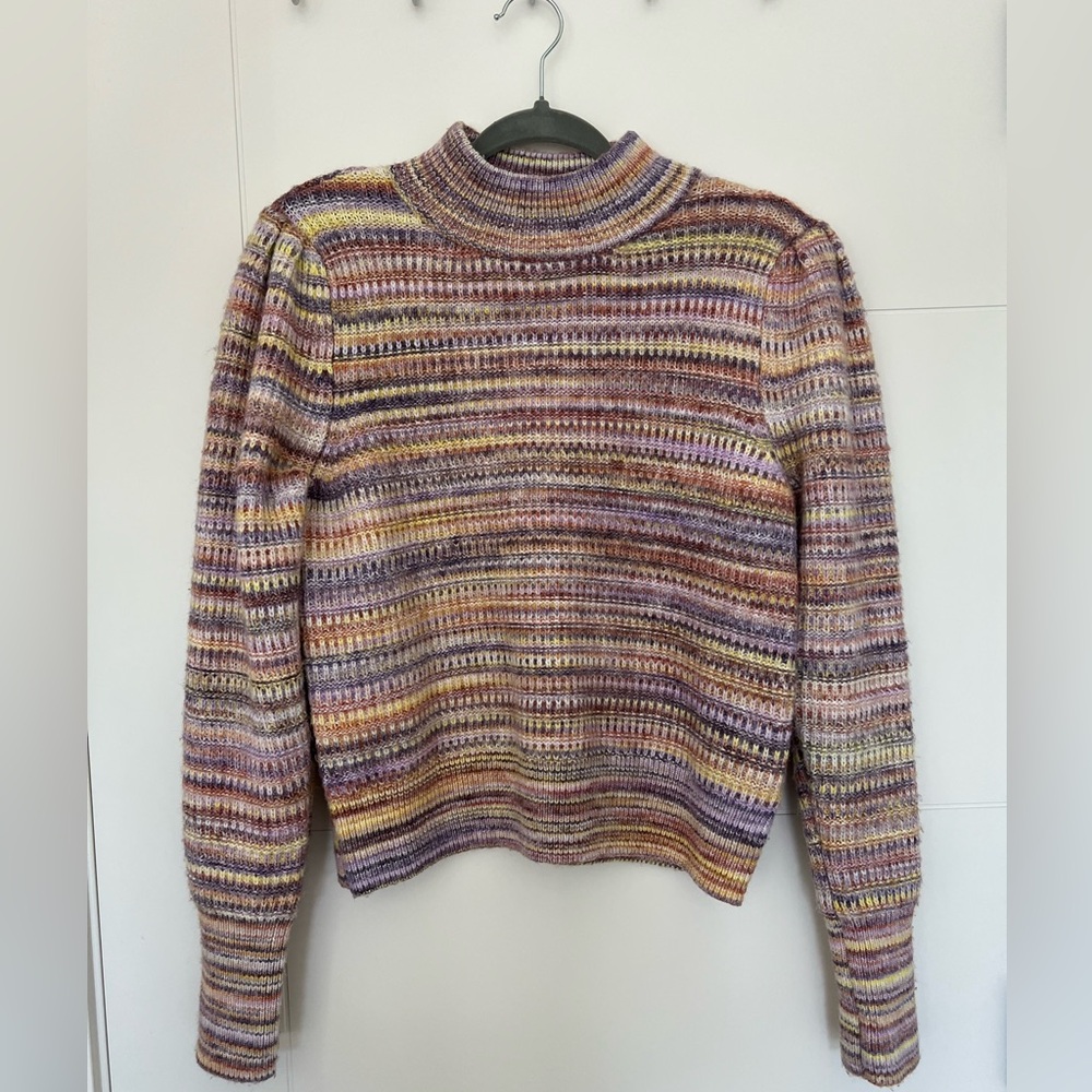 Rachel Zoe Purple and Yellow Striped Turtleneck Sweater